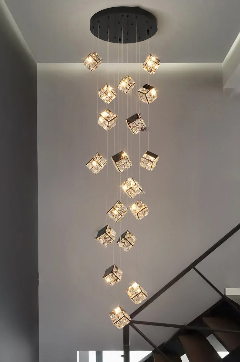 Modern home decoration crystal chandelier, stair Pendant lamp, living room Pendant lights, interior lighting