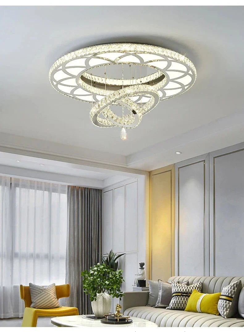 Nordic Minimalist Luxury Crystal Led Ceiling Chandelier Living Dining Room Bedroom Ceiling Lamps Home Decor Crystal Pendant Lamp