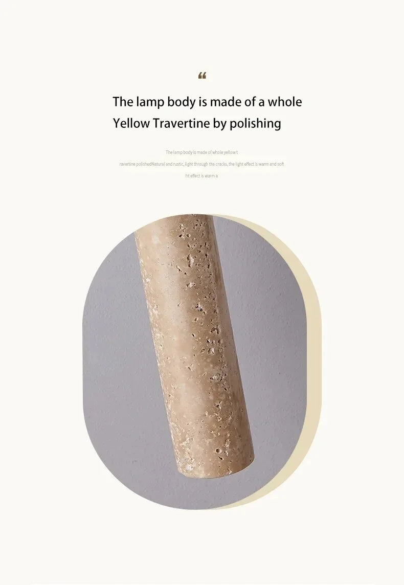 Led Pendant Lamp Long Tube Wood Ceiling Lamp Japan Style Quiet Wind Bedroom Bedside Chandelier Retro Modern Travertine Lighting