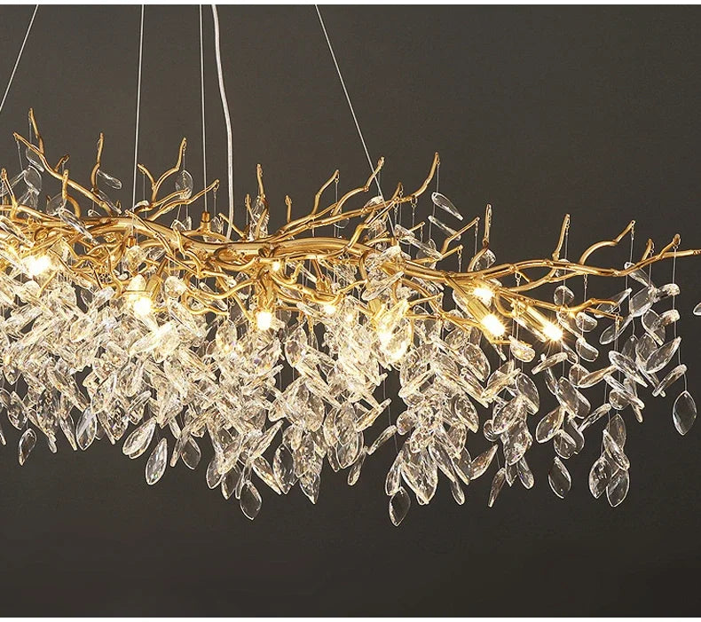 Luxury Gold Crystal LED Chandeliers Living Dining Room Bedroom Lighting Lustre Ceiling Pendant Lamps Indoor Villa Lights Fixture