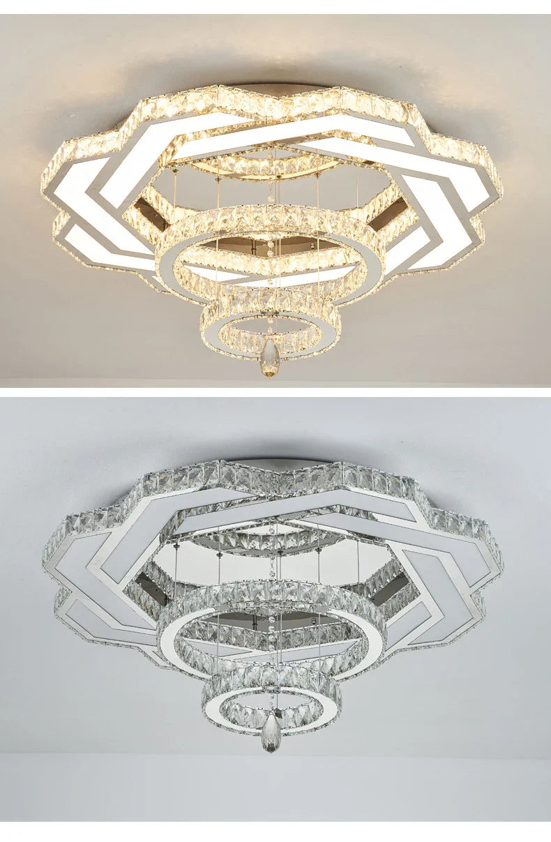 Nordic Minimalist Luxury Crystal Led Ceiling Chandelier Living Dining Room Bedroom Ceiling Lamps Home Decor Crystal Pendant Lamp