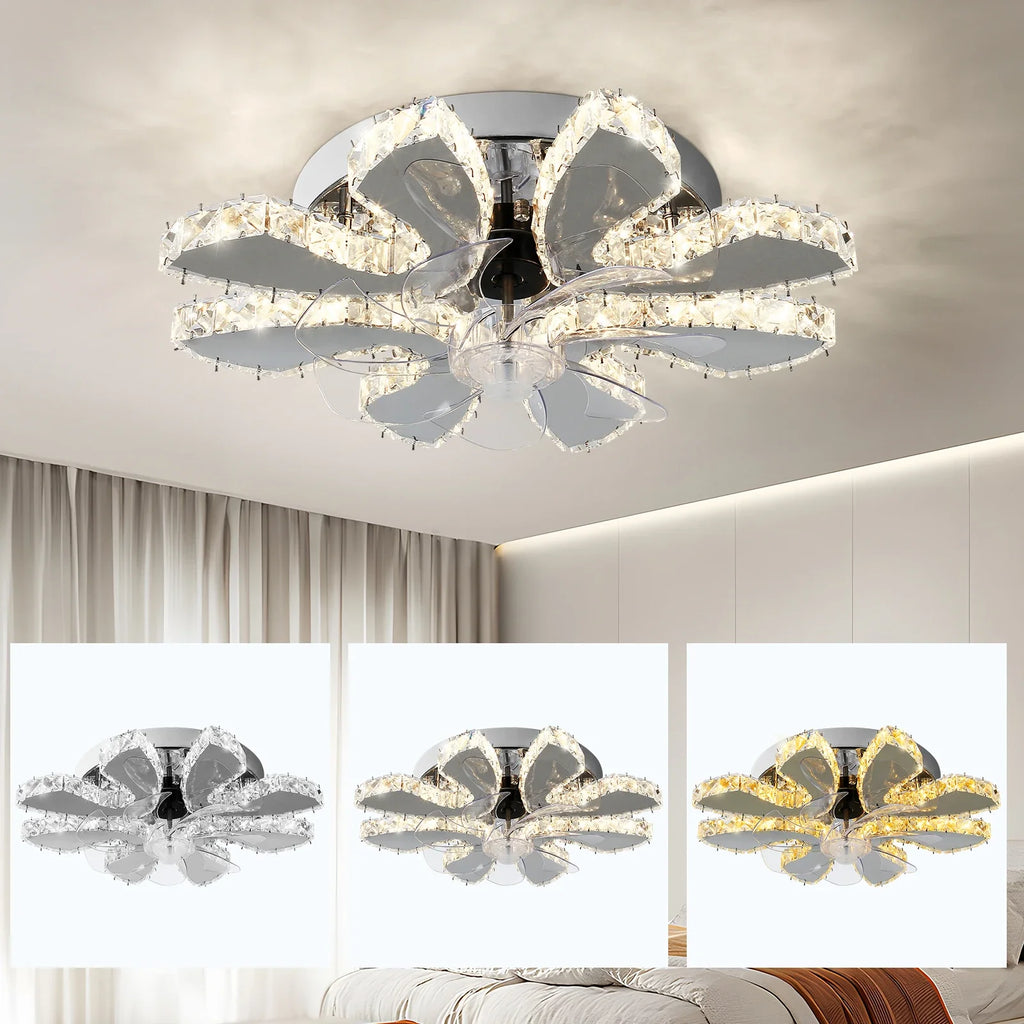VETRULUS Modern Ceiling Fan Light Led Fan Lamp Smart APP RC Luxury Crystal Chandelier Home Decor Appliance Fixture Living Dining