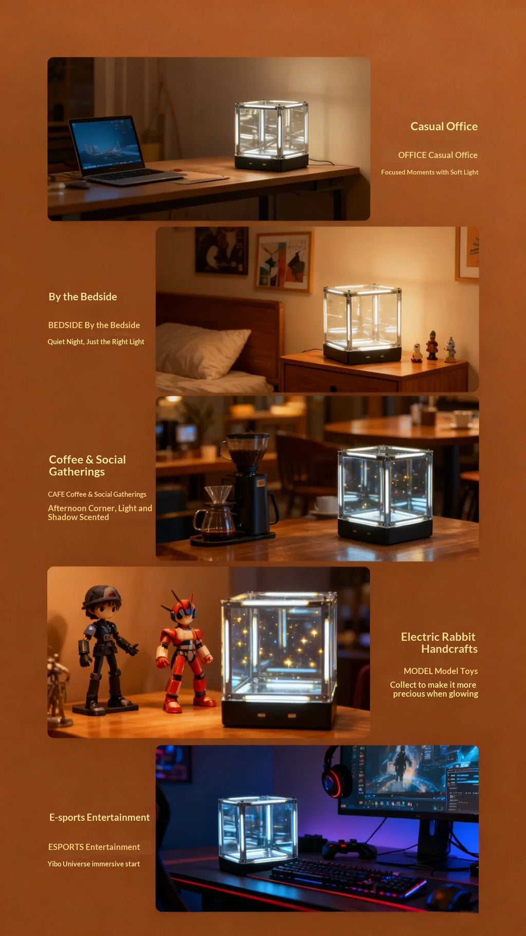 4D Hypercube LED Night Light DIY Wireless Table Lamp for Gamer Room Decor Acrylic Cube Desk Ornament Action Figure Display Box