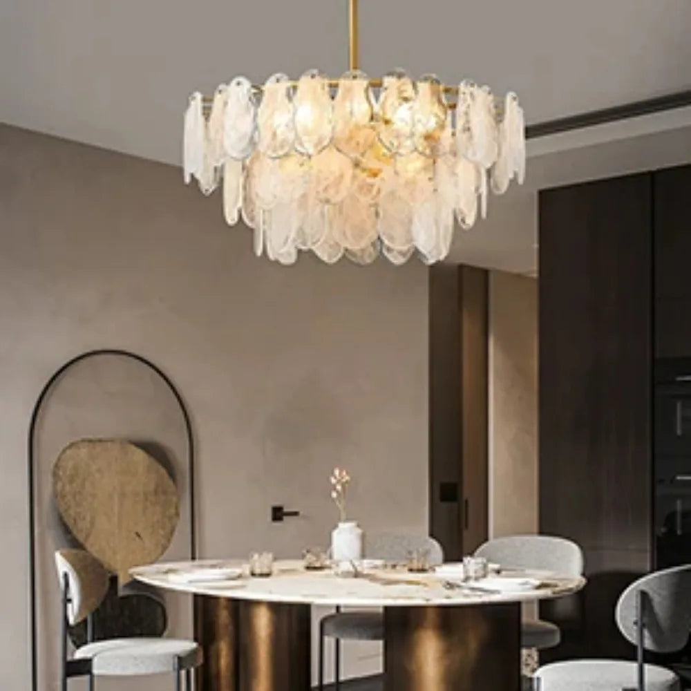 Pendant Nordic Luxury Lamp Glass Metal Crystals LED Chandeliers Living Room Dining Room Decoration Hanging Ceiling Light Fixture