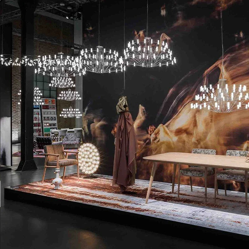 Moooi Coppelia Designer Loft Villa Duplex Art Chandelier Luxury High-end Living Dining Room Led Round Iron Wire Decor Lighting