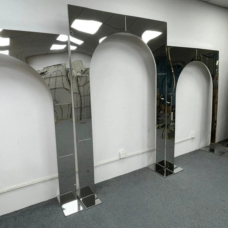 New Wedding Hall Curved Stainless Steel Arch Stage Screen Background Frame Outdoor Flower Door for Bridal Party Decoration