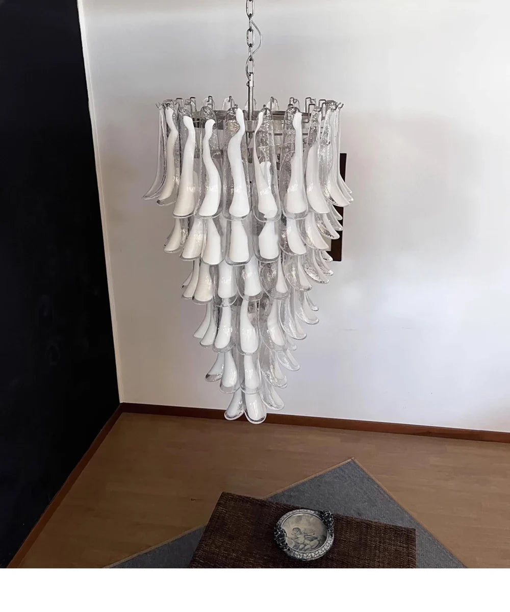 Pink White Large Ceiling Pendant Light Home-appliance High Ceiling Glass Hanging Lamp Lustres Foyer Lighting Extremely Expensive
