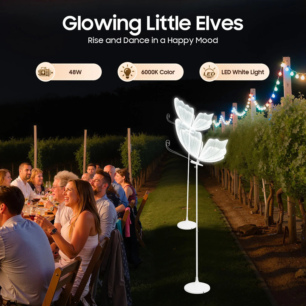 2PCS 23.6" Wedding Butterfly LED Floor Lamp Butterfly Wedding Lights Butterfly Creative Ceiling Lamp Adjustable Height 48W 110V