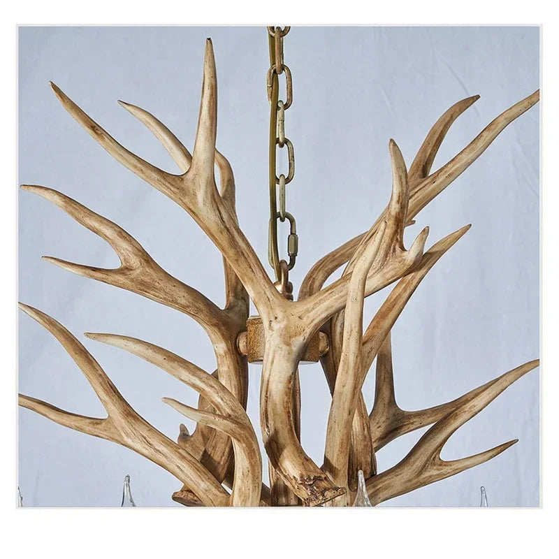 America Style Antler Deer Chandelier For Living Room Loft Large Resin Deer Hanging Lamp Fixture Farmhouse BIg Hanging Light