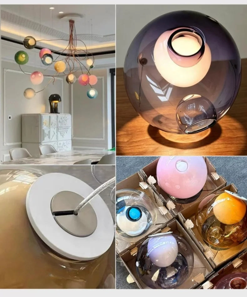 Handmade Glazed Glass Colored Bubble Chandeliers Elegant Lustre Home-applicants LED G9 Dimmable Lightings Suspension 32 Colors
