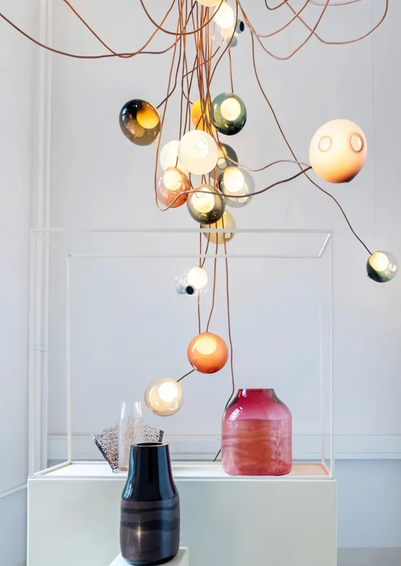 Handmade Glazed Glass Colored Bubble Chandeliers Elegant Lustre Home-applicants LED G9 Dimmable Lightings Suspension 32 Colors