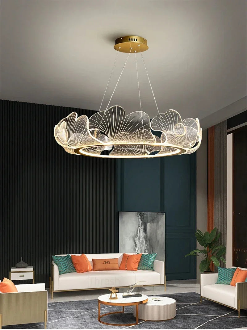 Modern Petal Pendant Light Ring Highlight Acrylic Restaurant Bedroom Decorativos Deluxe Design Living Room Hanging Lamp Fixtures