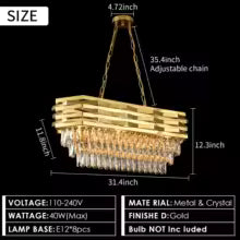 Gold Modern Crystal Chandeliers for Dining Room 8-Light Gold Chandelier Living Room Dining Room Chandelier Over Table Oval Ceili