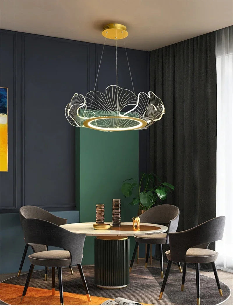 Modern Petal Pendant Light Ring Highlight Acrylic Restaurant Bedroom Decorativos Deluxe Design Living Room Hanging Lamp Fixtures
