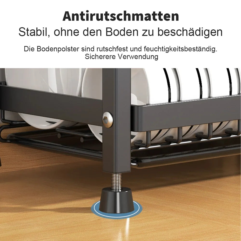 2 Tier/3 Tier Dish Drying Rack Compact Kitchen Dish Rack Drainboard Set Rust-Proof Dish Drainer with Utensil Holder