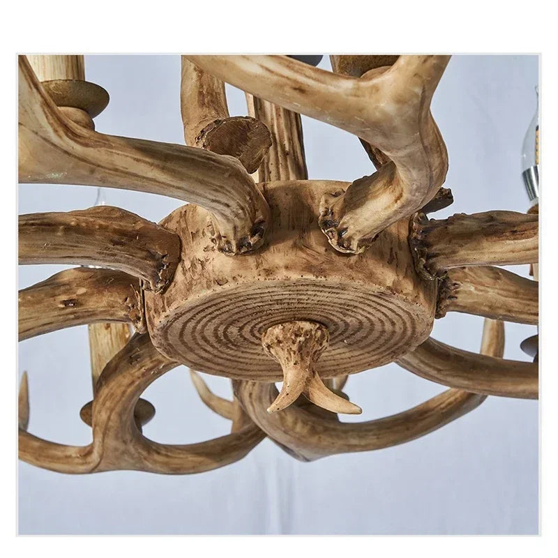 America Style Antler Deer Chandelier For Living Room Loft Large Resin Deer Hanging Lamp Fixture Farmhouse BIg Hanging Light