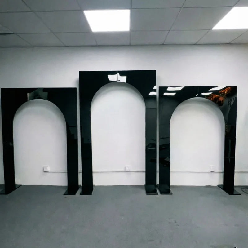 New Wedding Hall Curved Stainless Steel Arch Stage Screen Background Frame Outdoor Flower Door for Bridal Party Decoration