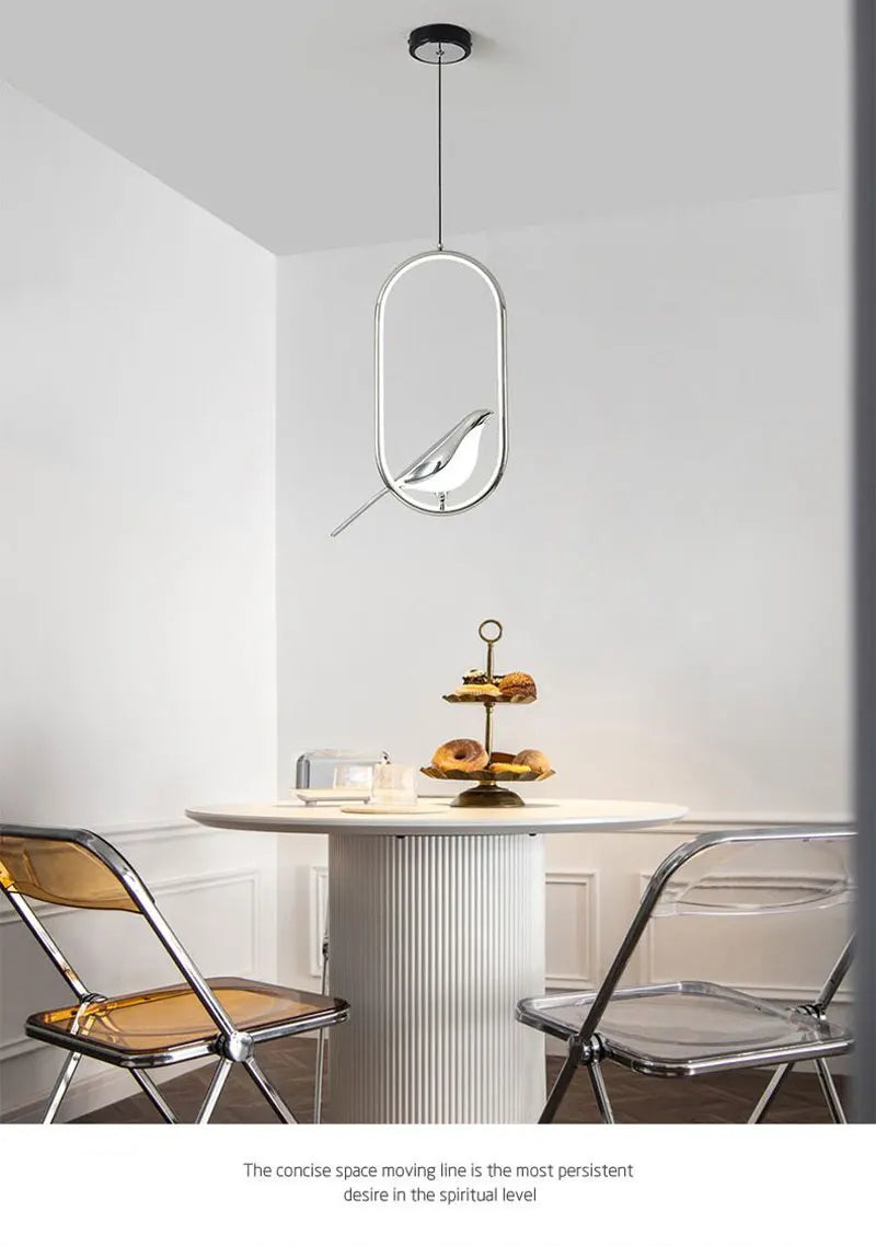 Rotatable Magpie Bird LED Pendant Light for Bedside Bedroom Indoor Gold Silver Hanging Lighting Chandelier Lamps Foyer AC85-265V