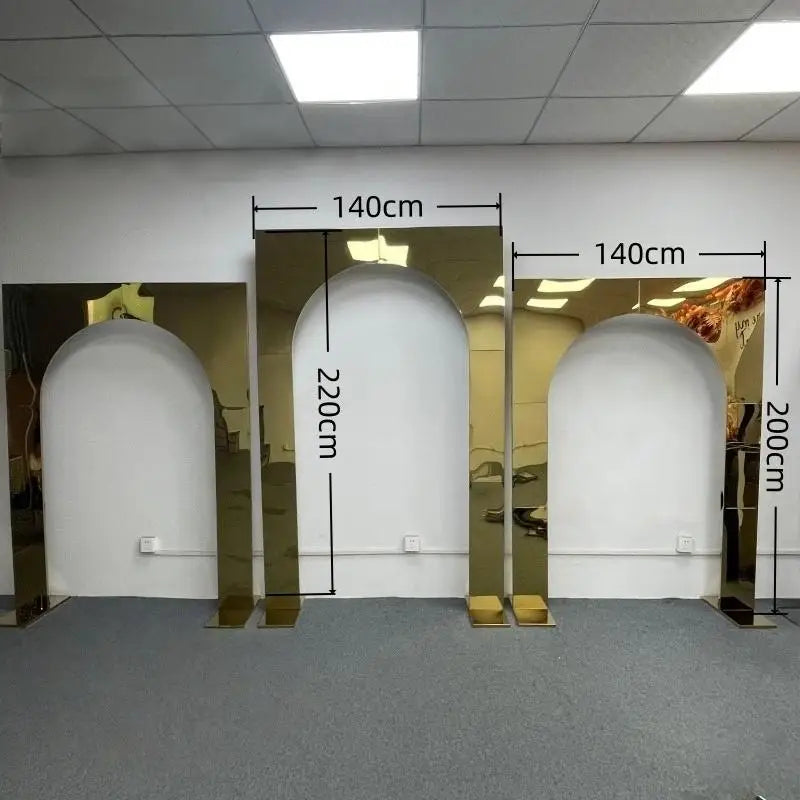 New Wedding Hall Curved Stainless Steel Arch Stage Screen Background Frame Outdoor Flower Door for Bridal Party Decoration