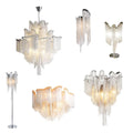 Modern Luxury Tassels Aluminum Chain Chandelier with Remote Control Chrome Dimmable Ceiling Lights for Living Room Bedroom Decor