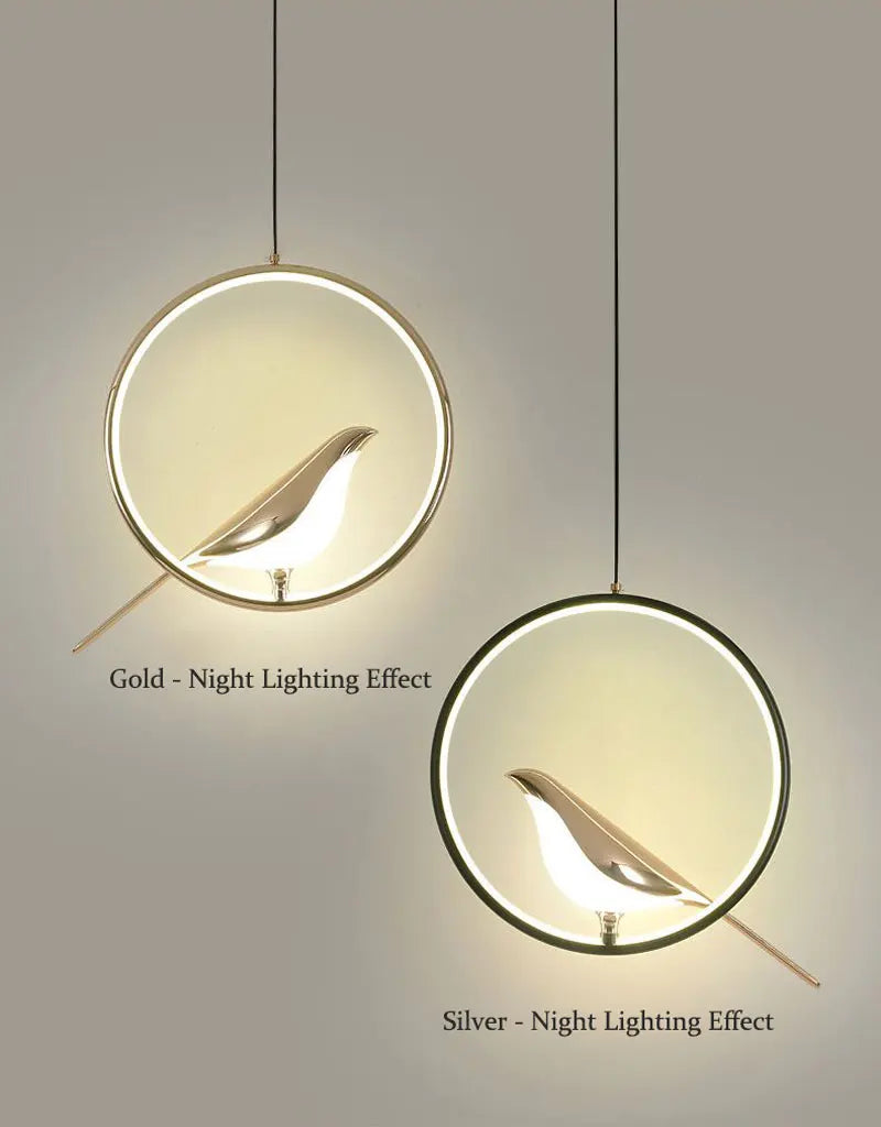 Rotatable Magpie Bird LED Pendant Light for Bedside Bedroom Indoor Gold Silver Hanging Lighting Chandelier Lamps Foyer AC85-265V