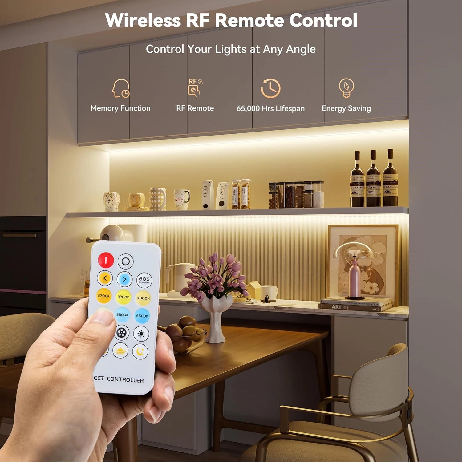 24V COB LED Strip Lights Dimmable With Remote Control 5/10M Flexible Tape Lamp for Indoor Kitchen Under Cabinet Home Decor