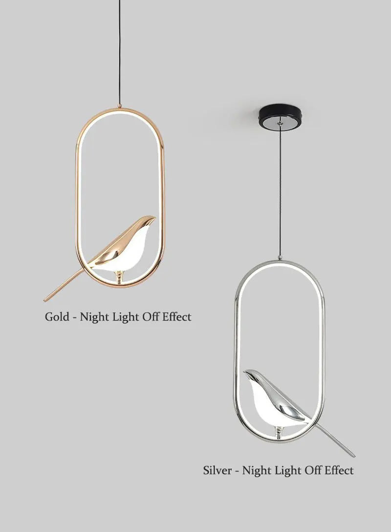 Rotatable Magpie Bird LED Pendant Light for Bedside Bedroom Indoor Gold Silver Hanging Lighting Chandelier Lamps Foyer AC85-265V