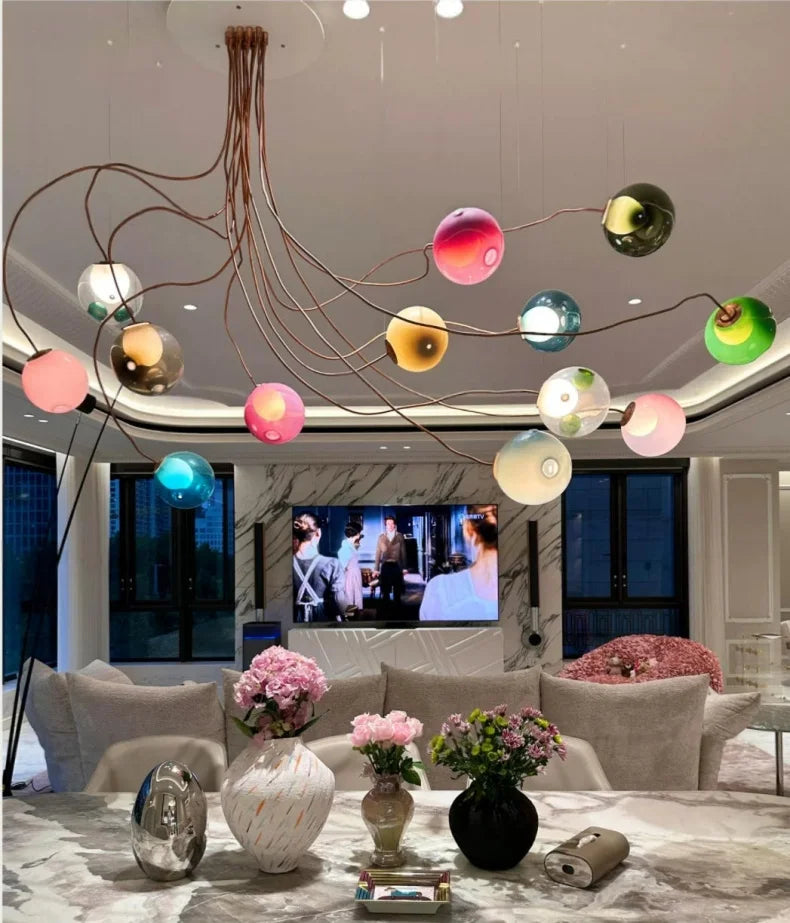 Handmade Glazed Glass Colored Bubble Chandeliers Elegant Lustre Home-applicants LED G9 Dimmable Lightings Suspension 32 Colors