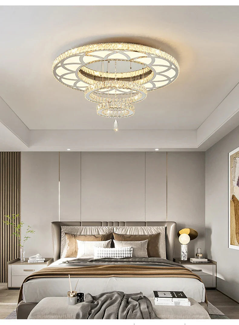 Nordic Minimalist Luxury Crystal Led Ceiling Chandelier Living Dining Room Bedroom Ceiling Lamps Home Decor Crystal Pendant Lamp
