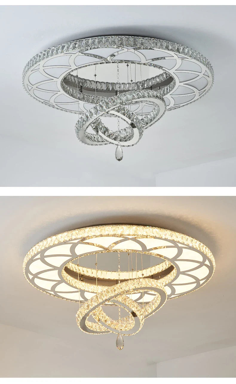 Nordic Minimalist Luxury Crystal Led Ceiling Chandelier Living Dining Room Bedroom Ceiling Lamps Home Decor Crystal Pendant Lamp