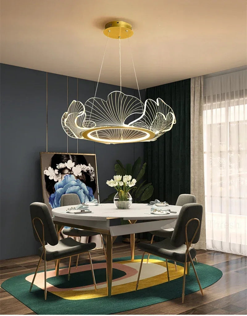 Modern Petal Pendant Light Ring Highlight Acrylic Restaurant Bedroom Decorativos Deluxe Design Living Room Hanging Lamp Fixtures