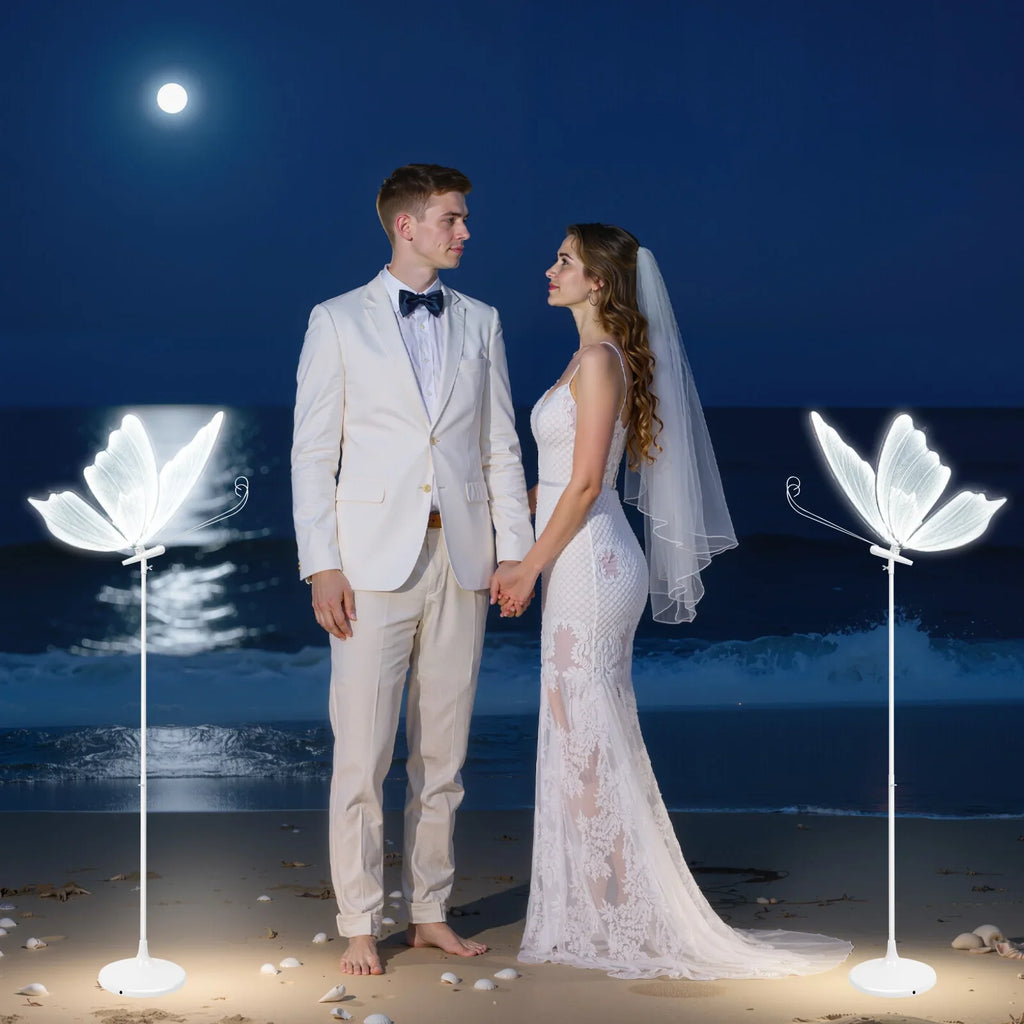 2PCS 23.6" Wedding Butterfly LED Floor Lamp Butterfly Wedding Lights Butterfly Creative Ceiling Lamp Adjustable Height 48W 110V