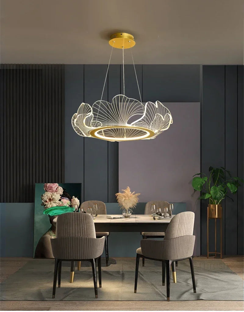 Modern Petal Pendant Light Ring Highlight Acrylic Restaurant Bedroom Decorativos Deluxe Design Living Room Hanging Lamp Fixtures