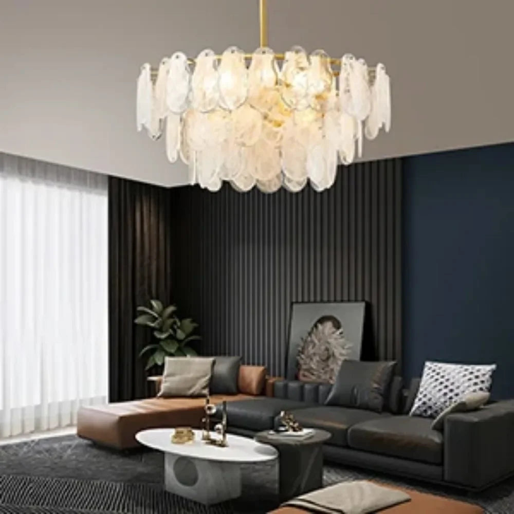 Pendant Nordic Luxury Lamp Glass Metal Crystals LED Chandeliers Living Room Dining Room Decoration Hanging Ceiling Light Fixture