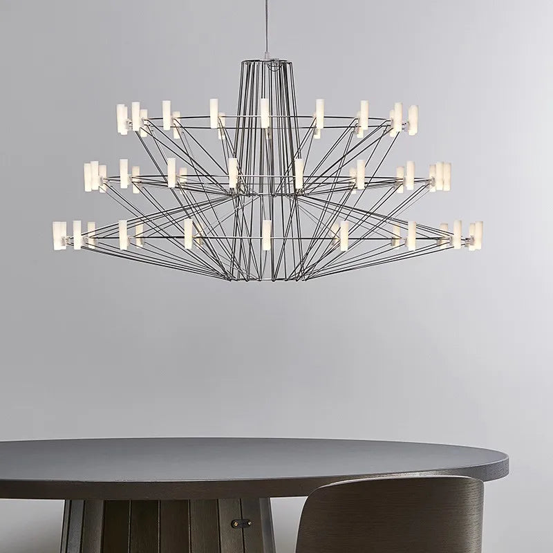 Moooi Coppelia Designer Loft Villa Duplex Art Chandelier Luxury High-end Living Dining Room Led Round Iron Wire Decor Lighting