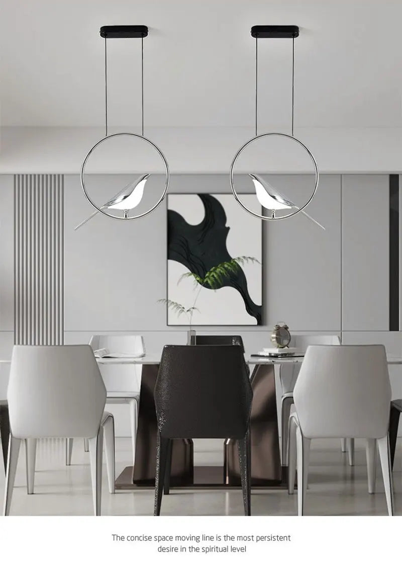 Rotatable Magpie Bird LED Pendant Light for Bedside Bedroom Indoor Gold Silver Hanging Lighting Chandelier Lamps Foyer AC85-265V