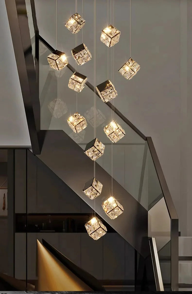 Modern home decoration crystal chandelier, stair Pendant lamp, living room Pendant lights, interior lighting