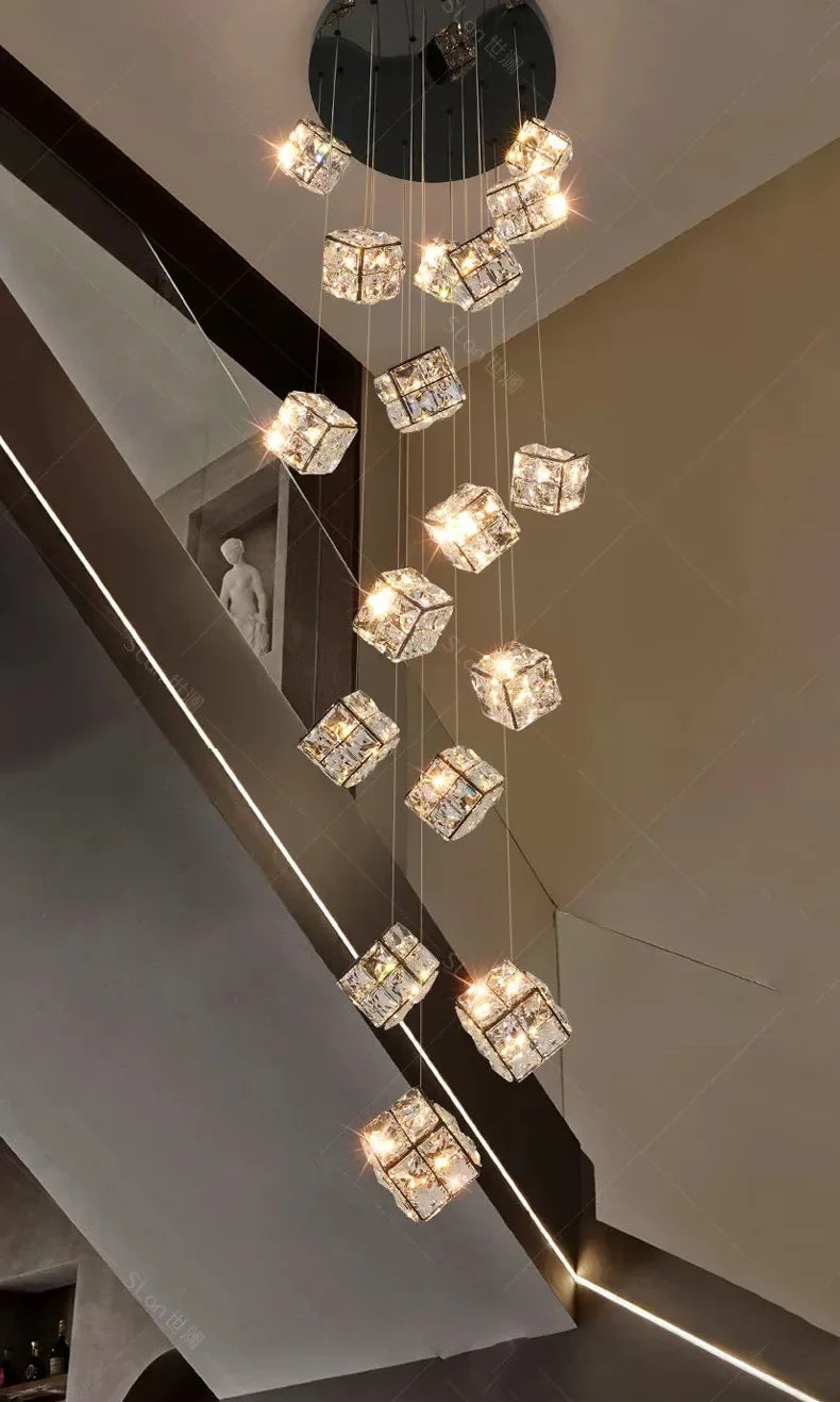 Modern home decoration crystal chandelier, stair Pendant lamp, living room Pendant lights, interior lighting