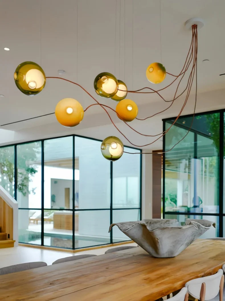 Handmade Glazed Glass Colored Bubble Chandeliers Elegant Lustre Home-applicants LED G9 Dimmable Lightings Suspension 32 Colors